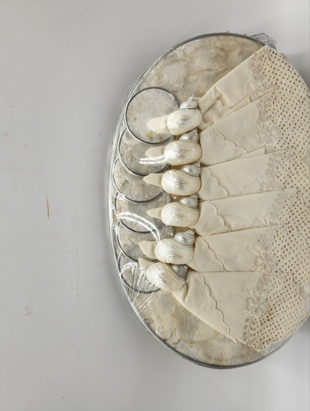 Vintage Mother of Pearl Shell Placemat Coaster Napkin Ring Set New Capiz - Picture 2 of 12